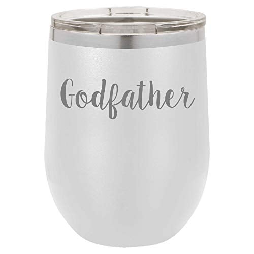 Godfather Baby Wine Tumbler Laser Engraved Insulated Unbreakable Stemless Cup With Lid Multiple Colors
