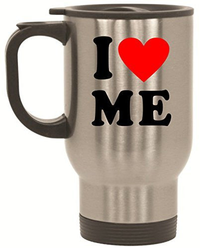 I Love Me Heart Stainless Steel Travel Mug Valentines Day Gift by BeeGeeTees® (14 oz)