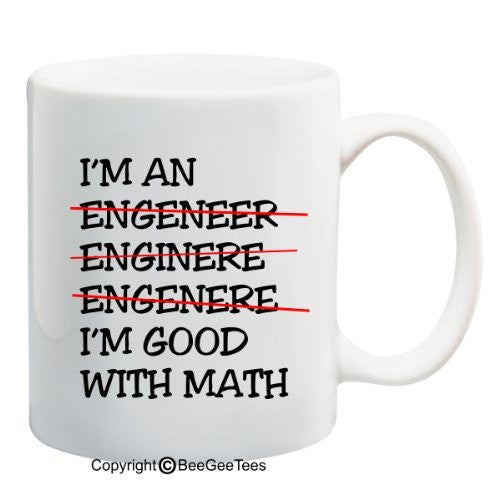 I'M GOOD WITH MATH (w/Red Lines) Coffee Mug or Tea Cup Funny Engineer Gift by BeeGeeTees