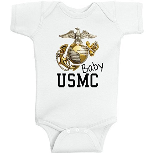 USMC Baby Infant Bodysuit One Piece White by BeeGeeTees®