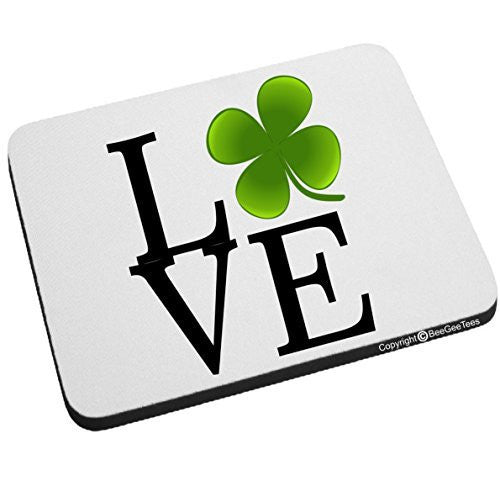 Love Clover St Patrick's Day Mouse Pad Irish Leprechaun by BeeGeeTees®