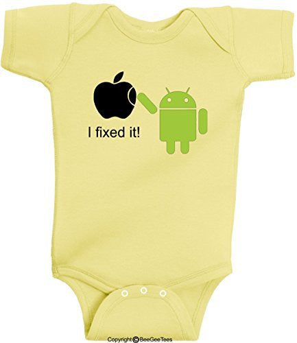 Android I Fixed It Apple Mac Funny Romper One Piece Soft Bodysuit by BeeGeeTees®