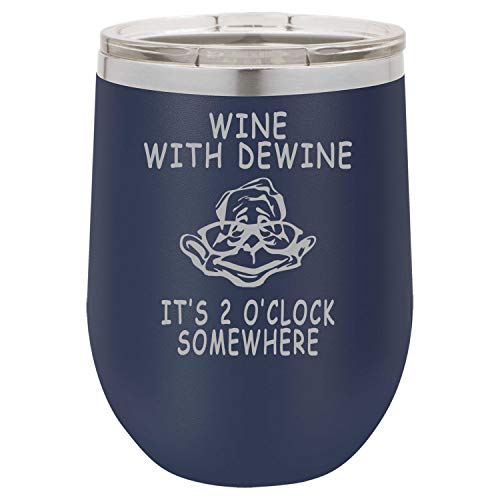 Funny Wine Tumbler Wine With DeWine Time In Ohio It's 2 'oclock Somewhere Laser Engraved Insulated Unbreakable Stemless Cup With Lid