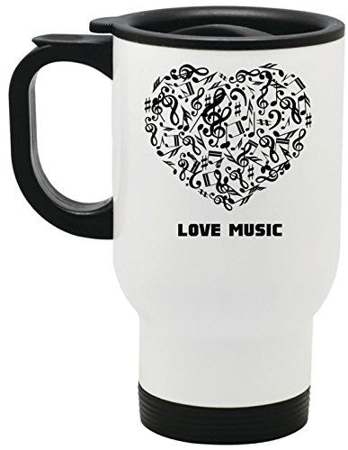 Love Music Steel Travel Mug by BeeGeeTees® (14 oz)