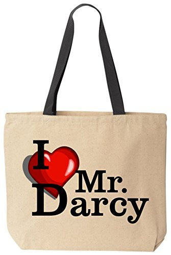 I Love Mr. Darcy - Funny Cotton Canvas Tote Bag - Reusable by BeeGeeTees