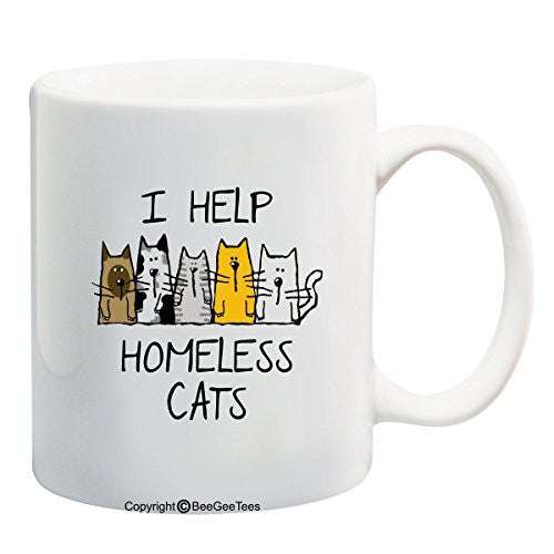 I Help Homeless Cats Coffee or Tea Cup 11 oz or 15 oz Cat Rescue Mug by BeeGeeTees®