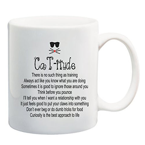 Catitude Coffee or Tea Cup 11 or 15 oz Funny Cat Lover Gift Mug by BeeGeeTees