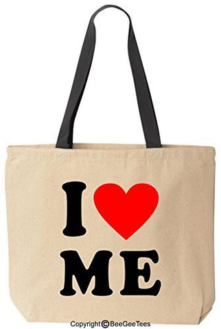 I Love Me Heart Tote Valentines Day Gift Reusable Canvas Bag by BeeGeeTees®