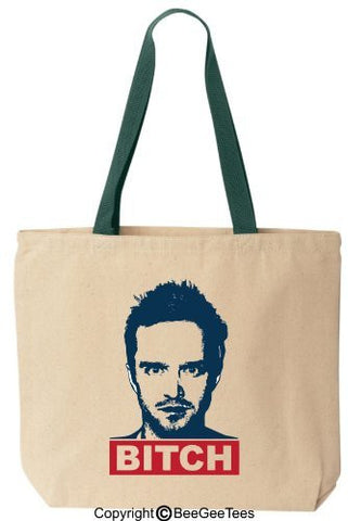 BITCH - Funny Jesse Cotton Canvas Tote Breaking Bad Bag - Reusable by BeeGeeTees 01132