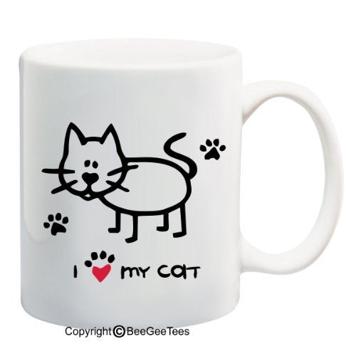 I Love My Cat - Coffee or Tea Cup 11 or 15 oz Funny Cat Lover Gift Mug by BeeGeeTees 04903