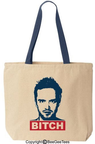 BITCH - Funny Jesse Cotton Canvas Tote Breaking Bad Bag - Reusable by BeeGeeTees 01132