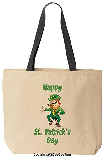 Happy St Patrick's Day Tote Leprechaun Gift by BeeGeeTees®