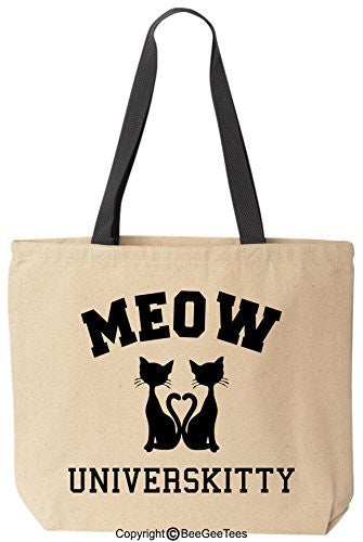 MEOW Universkitty Funny Cat Canvas Tote - Reusable Bag by BeeGeeTees