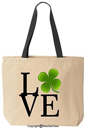 Love Clover St Patrick's Day Irish Leprechaun Tote Gift by BeeGeeTees®