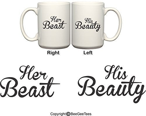 His Beauty Her Beast His & Hers Valentines Day Coffee Mugs by BeeGeeTees®