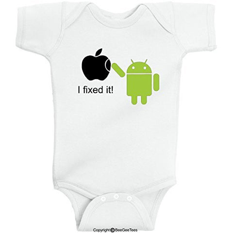 Android I Fixed It Apple Mac Funny Romper One Piece Soft Bodysuit by BeeGeeTees®