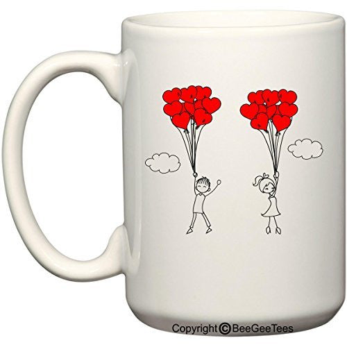 Up Up And Away In Love Mug Valentines Day Gift by BeeGeeTees® (15 oz)