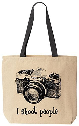 I shoot people Casio Novelty Camera Photography Funny Cotton Canvas Tote Bag BeeGeeTees