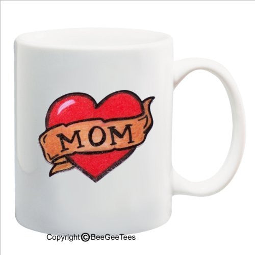 Mom Heart Love - Happy Birthday or Mothers Day 15 oz Mug by BeeGeeTees 09209