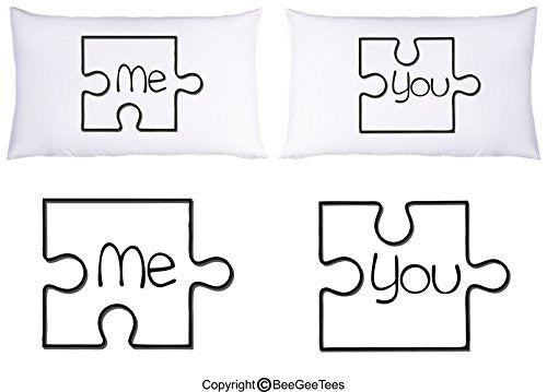 Me and You Puzzle Pieces Couple Pillowcases Valentines Day Gift by BeeGeeTees®