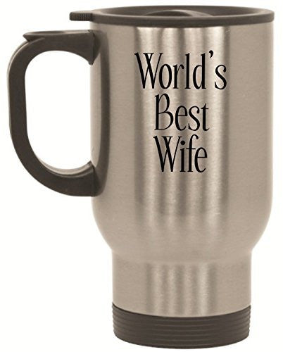 BeeGeeTees® "World's Best Wife" Travel Mug - 14 oz Stainless Steel To Go Cup