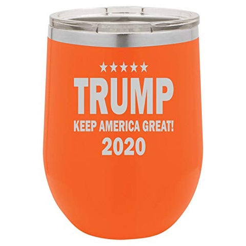 Keep America Great 2020 Funny Wine Tumbler Laser Engraved Insulated Unbreakable Stemless Cup With Lid