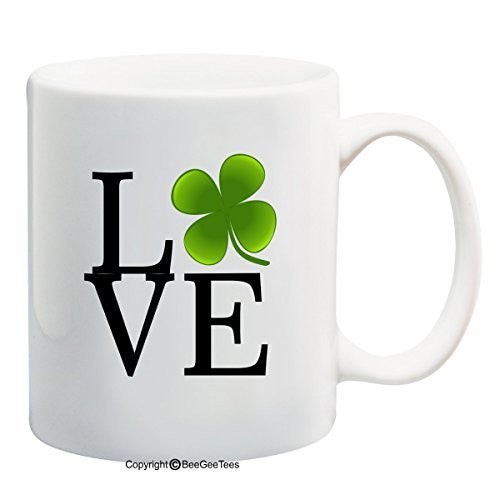 Love Clover St Patrick's Day Leprechaun Funny Coffee Mug Gift by BeeGeeTees®