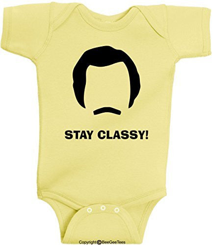 Stay Classy Funny One Piece Ron Burgundy in Anchorman Will Ferrell by BeeGeeTees®