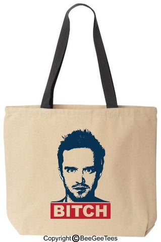 BITCH - Funny Jesse Cotton Canvas Tote Breaking Bad Bag - Reusable by BeeGeeTees 01132