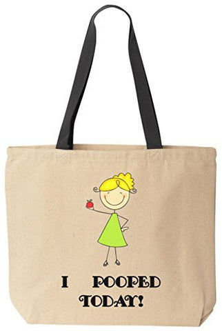 I Pooped Today Funny Cotton Canvas Tote Bag Reusable by BeeGeeTees