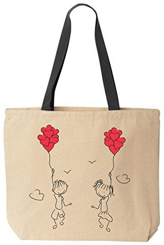 Let's Fly Away Together In Love Tote Valentines Day Reusable Canvas Bag by BeeGeeTees®