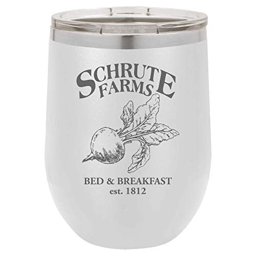Beet Farms Office 12 oz Funny Wine Tumbler Laser Engraved Insulated Unbreakable Stemless Cup With Lid Multiple Colors