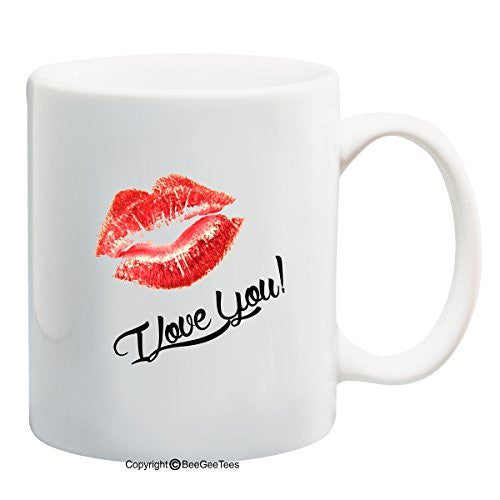 I love You Lips Coffee Mug Valentines Day Gift by BeeGeeTees®