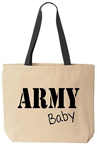 BeeGeeTees ARMY Baby Reusabe Tote Bag Black Handle