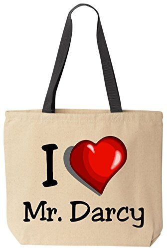 I Love Mr. Darcy - Jane Austen - Funny Canvas Tote Reusable Bag by BeeGeeTees