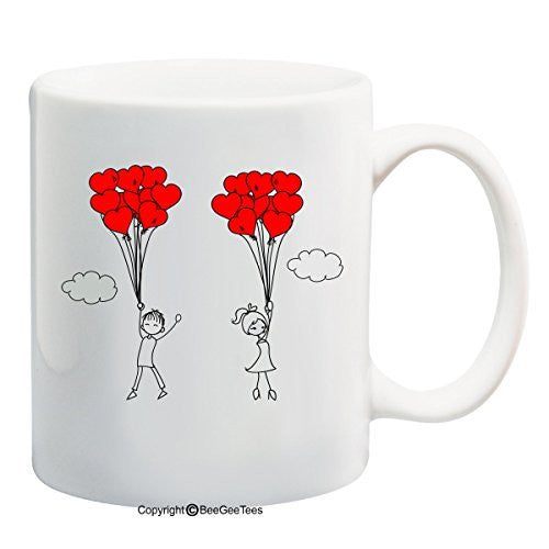 Up Up and Away In Love Coffee Mug Valentines Day Gift by BeeGeeTees® (11 oz)