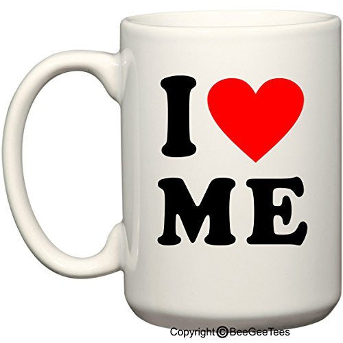 I love Me Heart Coffee Mug Valentines Day Gift by BeeGeeTees® (15 oz)