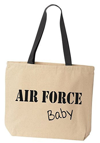 BeeGeeTees AIR FORCE Baby Reusabe Tote Bag Black Handle