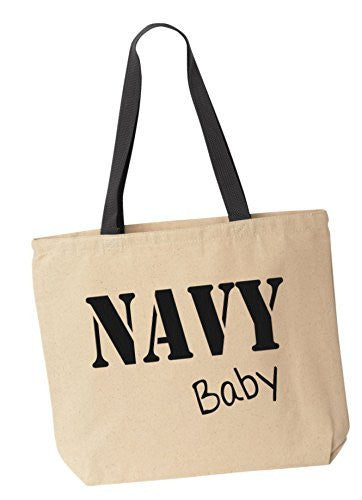 BeeGeeTees NAVY Baby Reusabe Tote Bag Black Handle