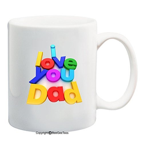 I Love You Dad 11 oz Mug Refrigerator Letter Magnets Happy Fathers Day by BeeGeeTees