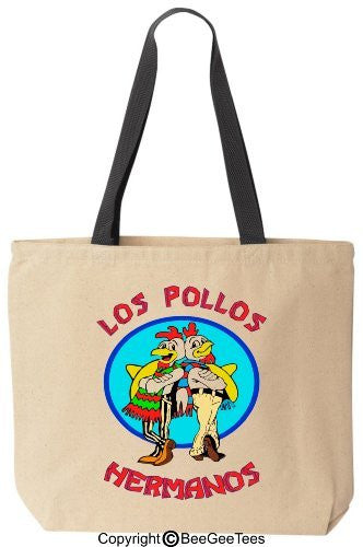 Los Pollos Hermanos - Funny Cotton Canvas Tote Bag - Reusable by BeeGeeTees 07860