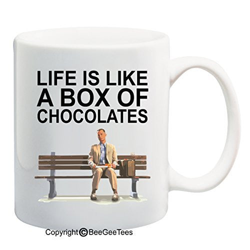 Life is like a box of chocolates! - Funny Forrest Gump Mug by BeeGeeTees (15 oz)