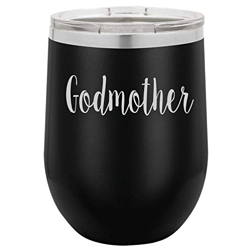Godmother Baby Wine Tumbler Laser Engraved Insulated Unbreakable Stemless Cup With Lid Multiple Colors
