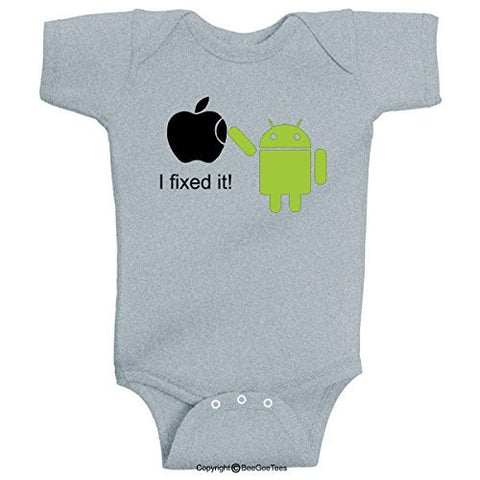 Android I Fixed It Apple Mac Funny Romper One Piece Soft Bodysuit by BeeGeeTees®