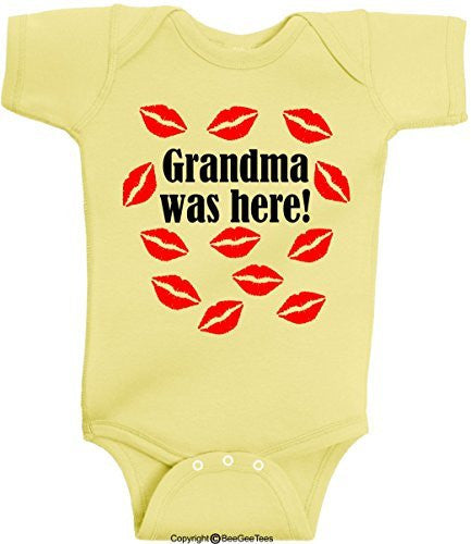 Grandma Was Here with Lots of Kisses Romper One Piece by BeeGeeTees