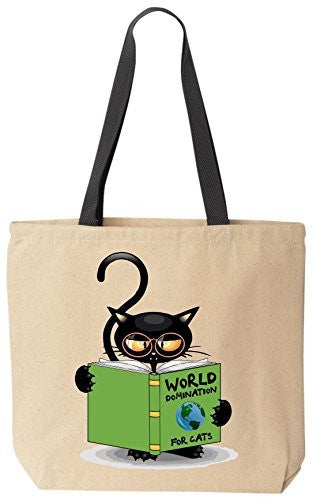 World Domination For Cats Funny Cat Lover Canvas Tote Bag for Grandma's Kitty Rescue