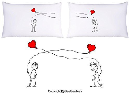 Entangled Hearts In Love Pillowcase Valentines Day Birthday Gift by BeeGeeTees® (2 Queen Pillowcases)