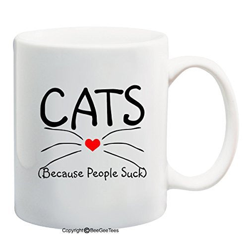 CATS Because People Suck Coffee or Tea Cup 11 oz or 15 oz Cat Rescue Cat Lover Gift Mug by BeeGeeTees® for Grandma's Kitty Rescue