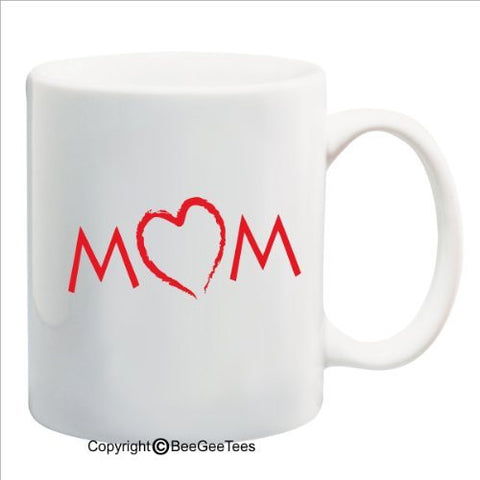 Mom with Heart - Happy Birthday or Mothers Day 15 oz Mug by BeeGeeTees 09530