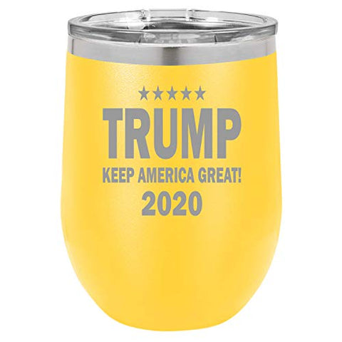 Keep America Great 2020 Funny Wine Tumbler Laser Engraved Insulated Unbreakable Stemless Cup With Lid